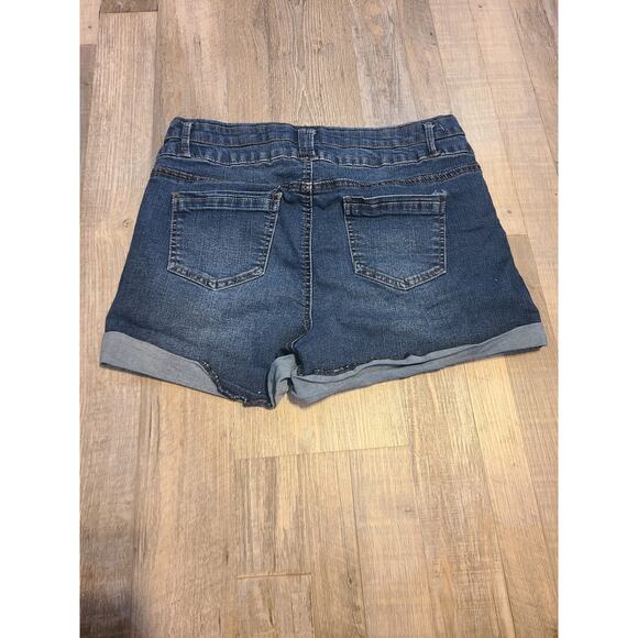 Blue spice size 9 juniors denim cuffed shorts - Picture 2 of 8